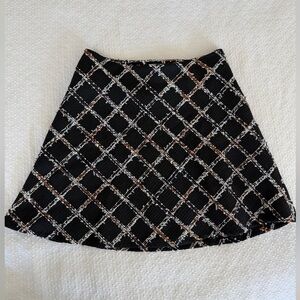 CeCe Black and White Checkered A-Line Skirt